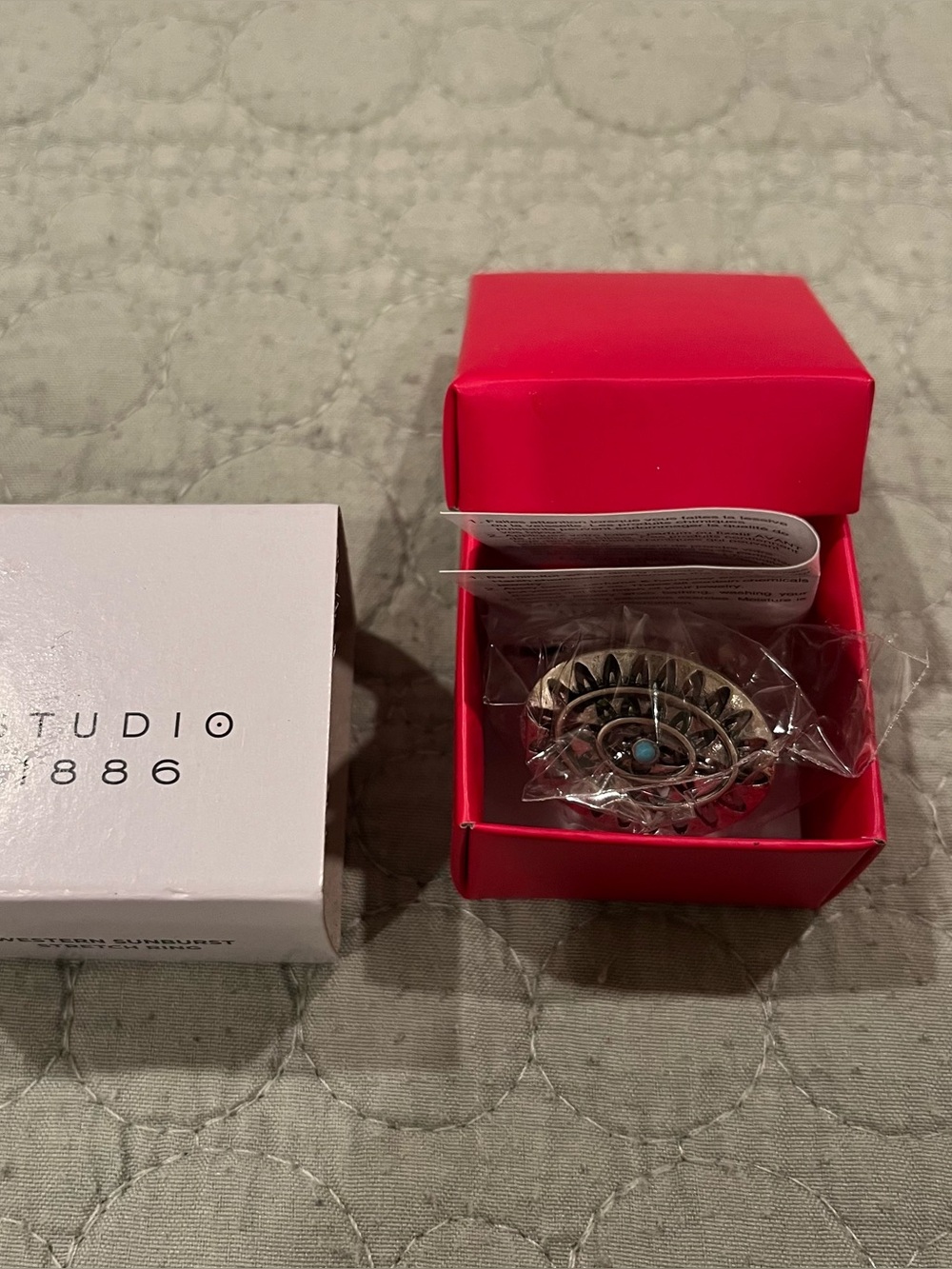 Studio Silver Ring with Turquoise Accent - Silver & Blue